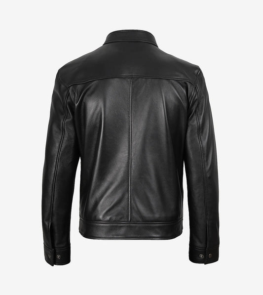 Men'S Owen Black Café Racer Leather Jacket