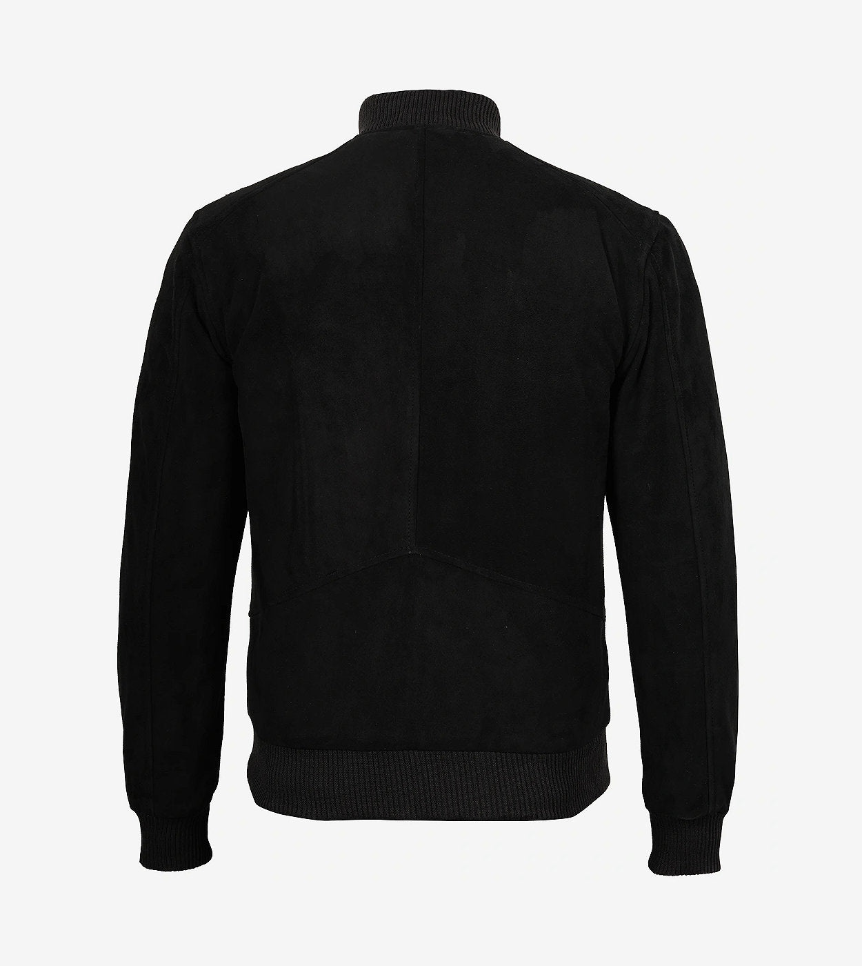 Men'S Premium Black Suede Bomber Jacket