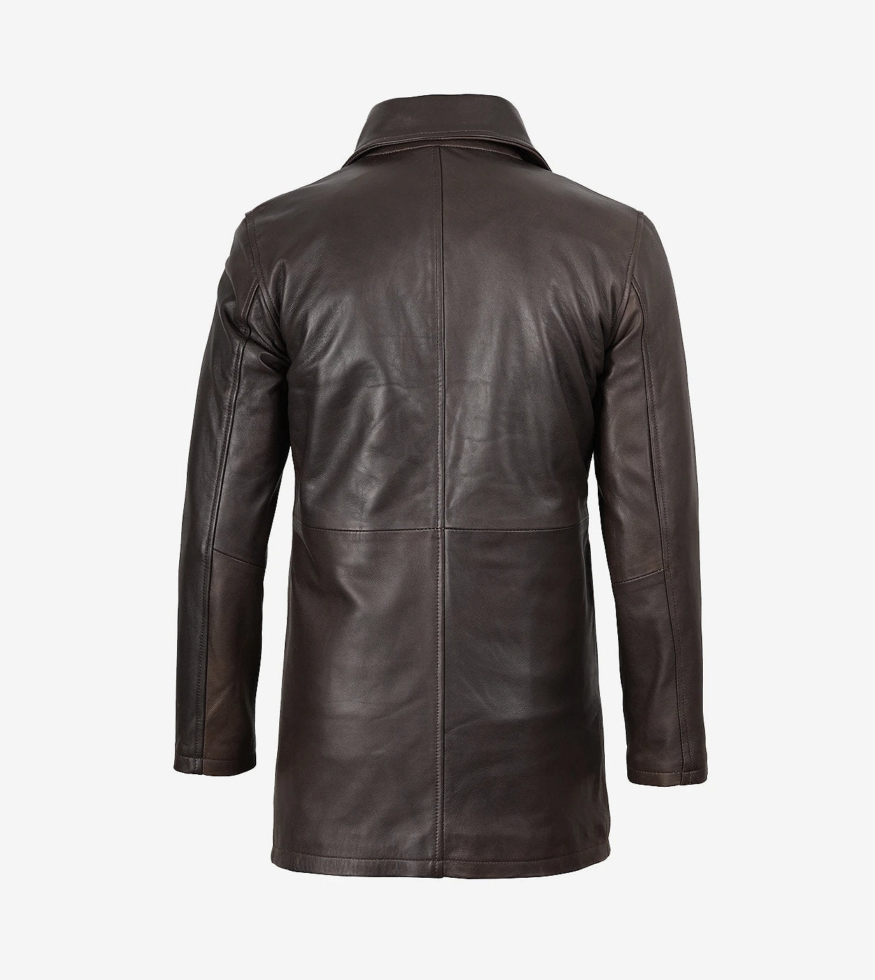 Men'S Real Leather 3/4 Length Distressed Brown Coat