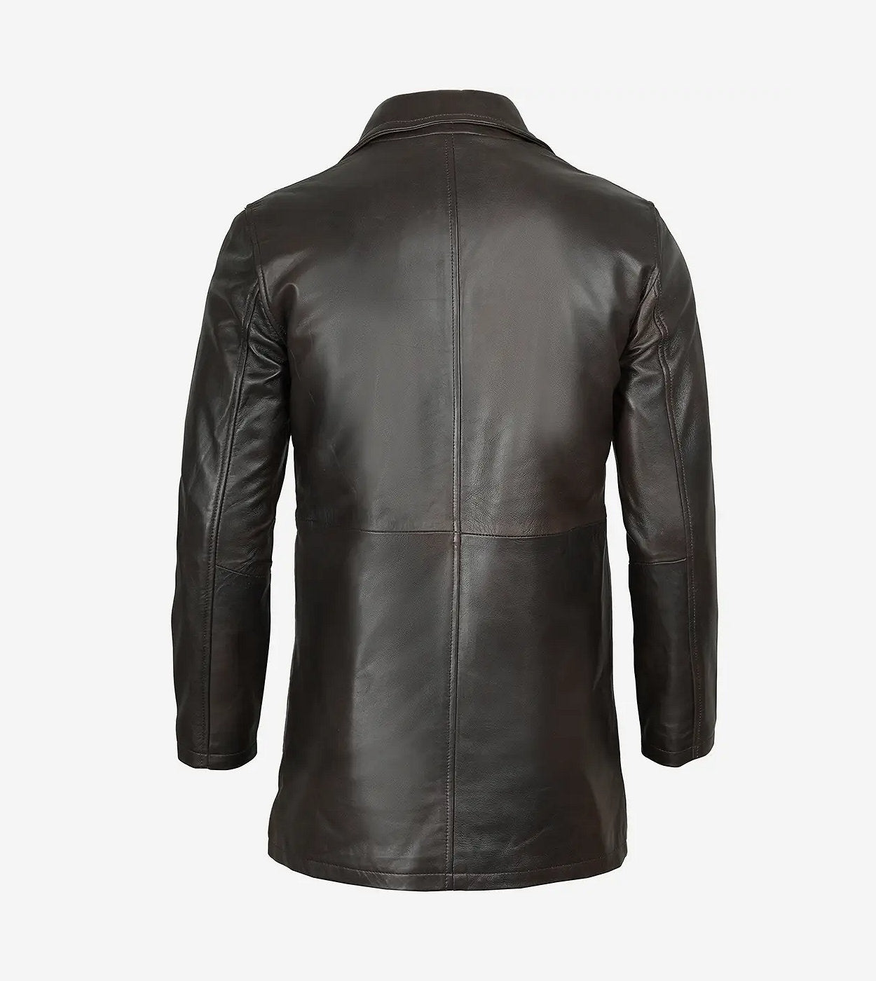 Men'S Tall Vintage Dark Brown 3/4 Length Leather Coat