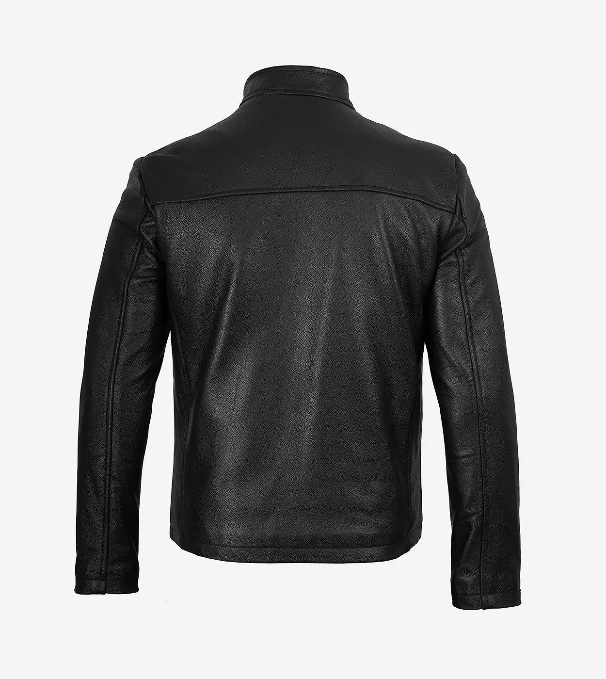 Mens Black Cafe Racer Cowhide Leather Jacket