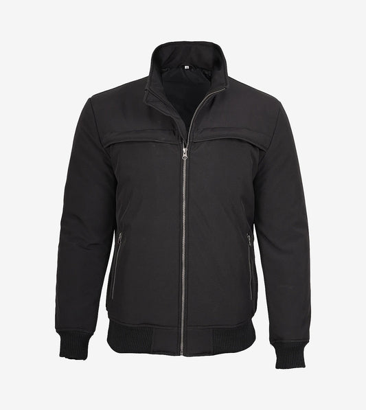 Mens Black Classic Bomber Style Jacket