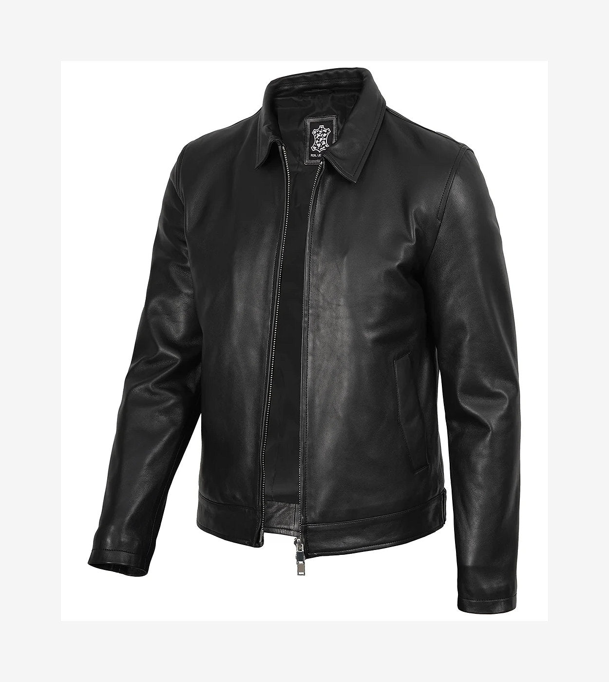 Mens Black Classic Harrington Leather Jacket