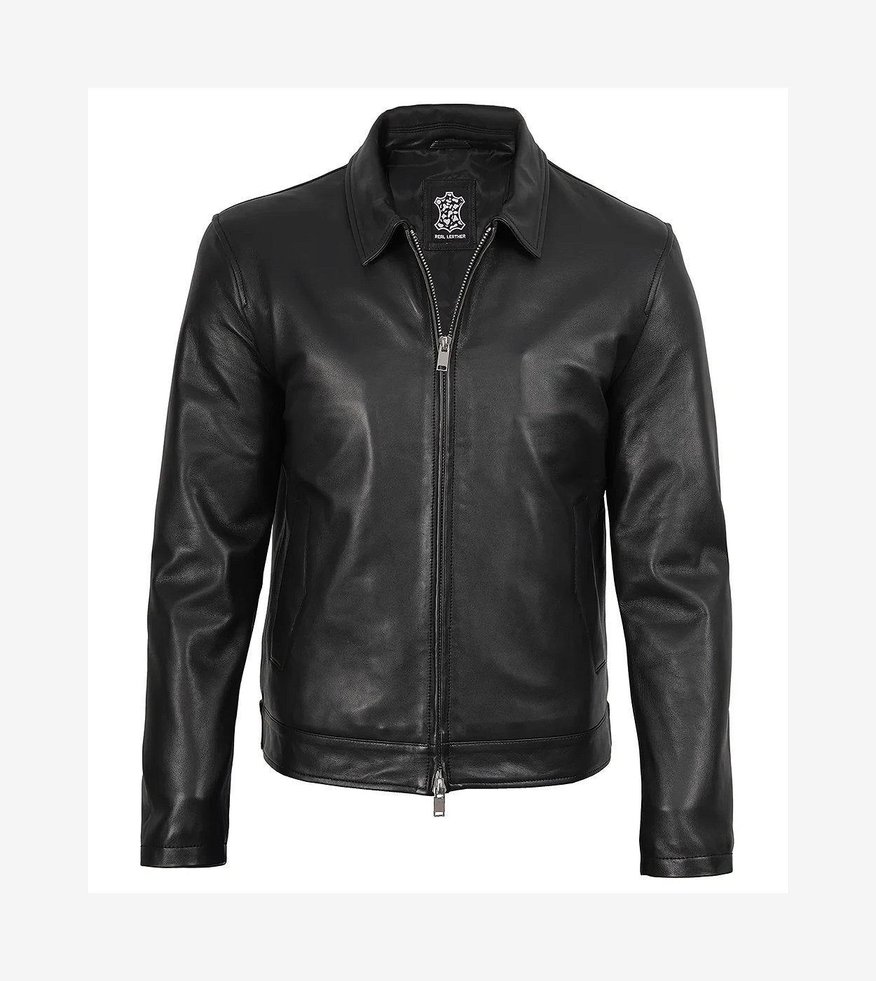 Mens Black Classic Harrington Leather Jacket