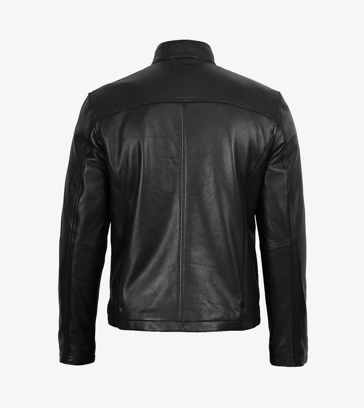 Mens Black Leather Biker Style Jacket