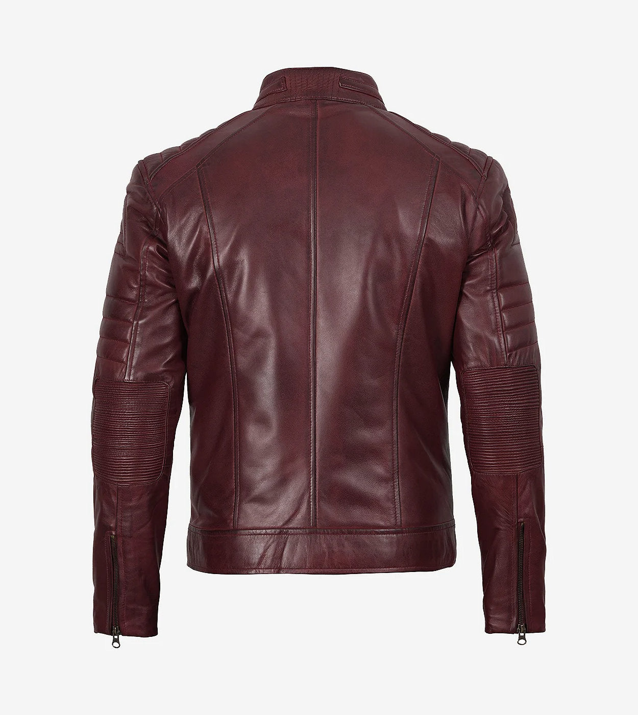 Mens Burgundy Cafe Racer Leather Jacket