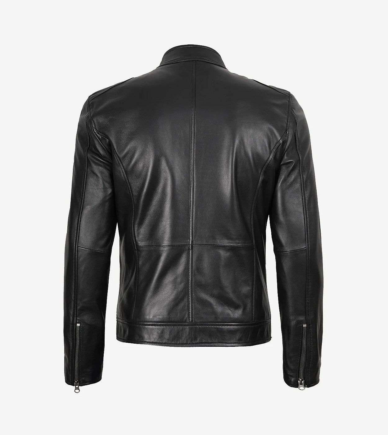 Mens Classic Black Biker Leather Jacket