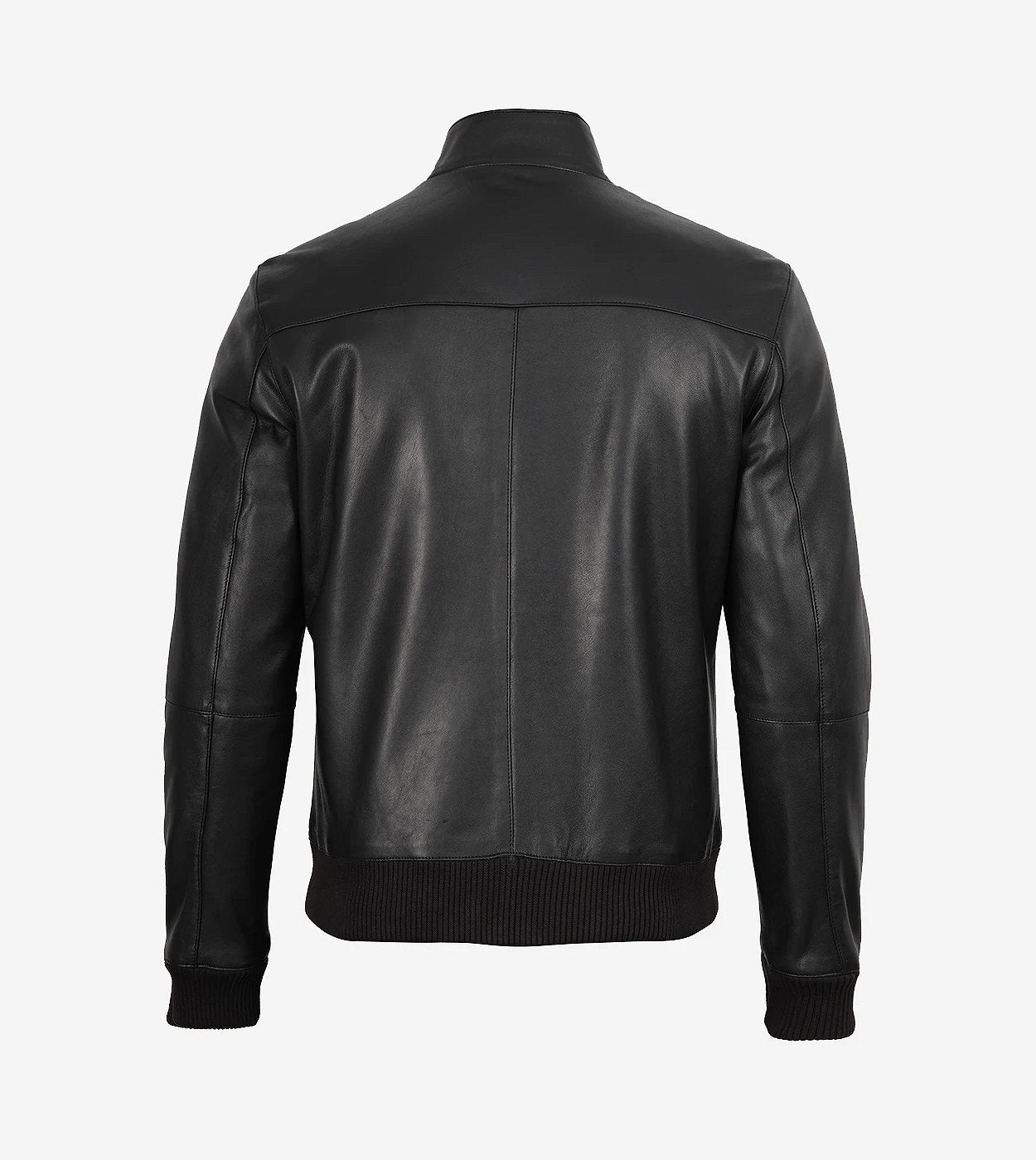 Mens Classic Black Bomber Style Leather Jacket
