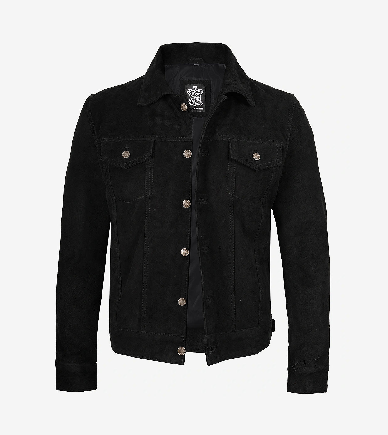 Mens Classic Black Suede Trucker Jacket