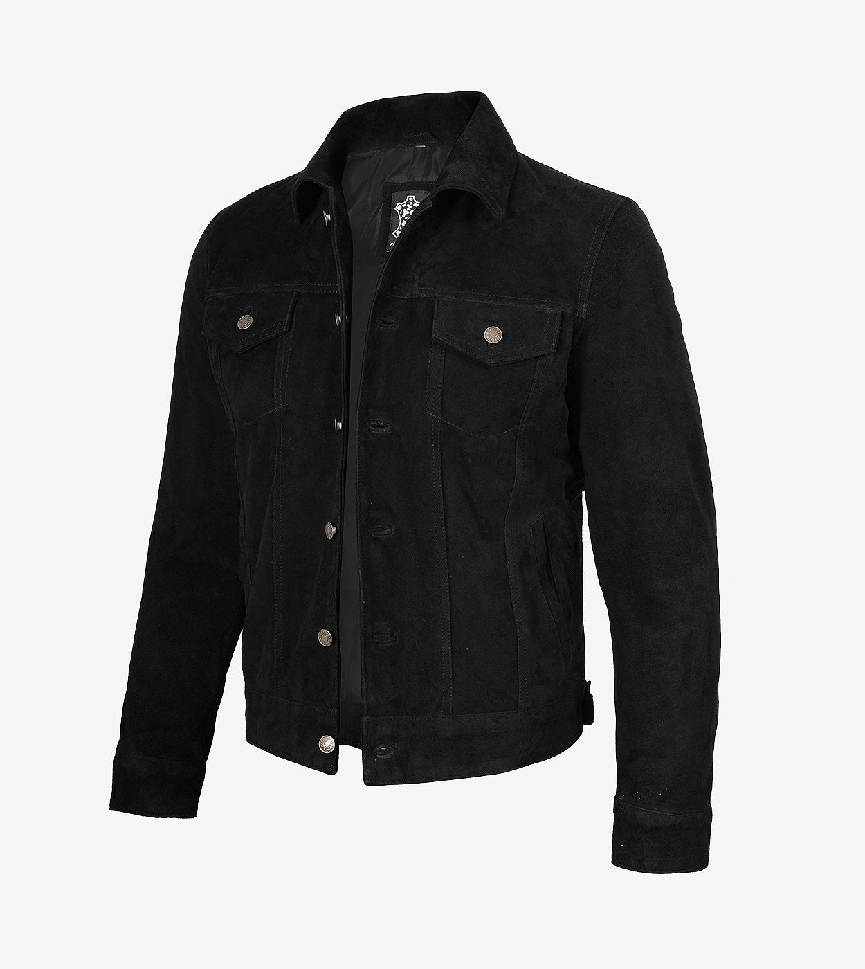Mens Classic Black Suede Trucker Jacket