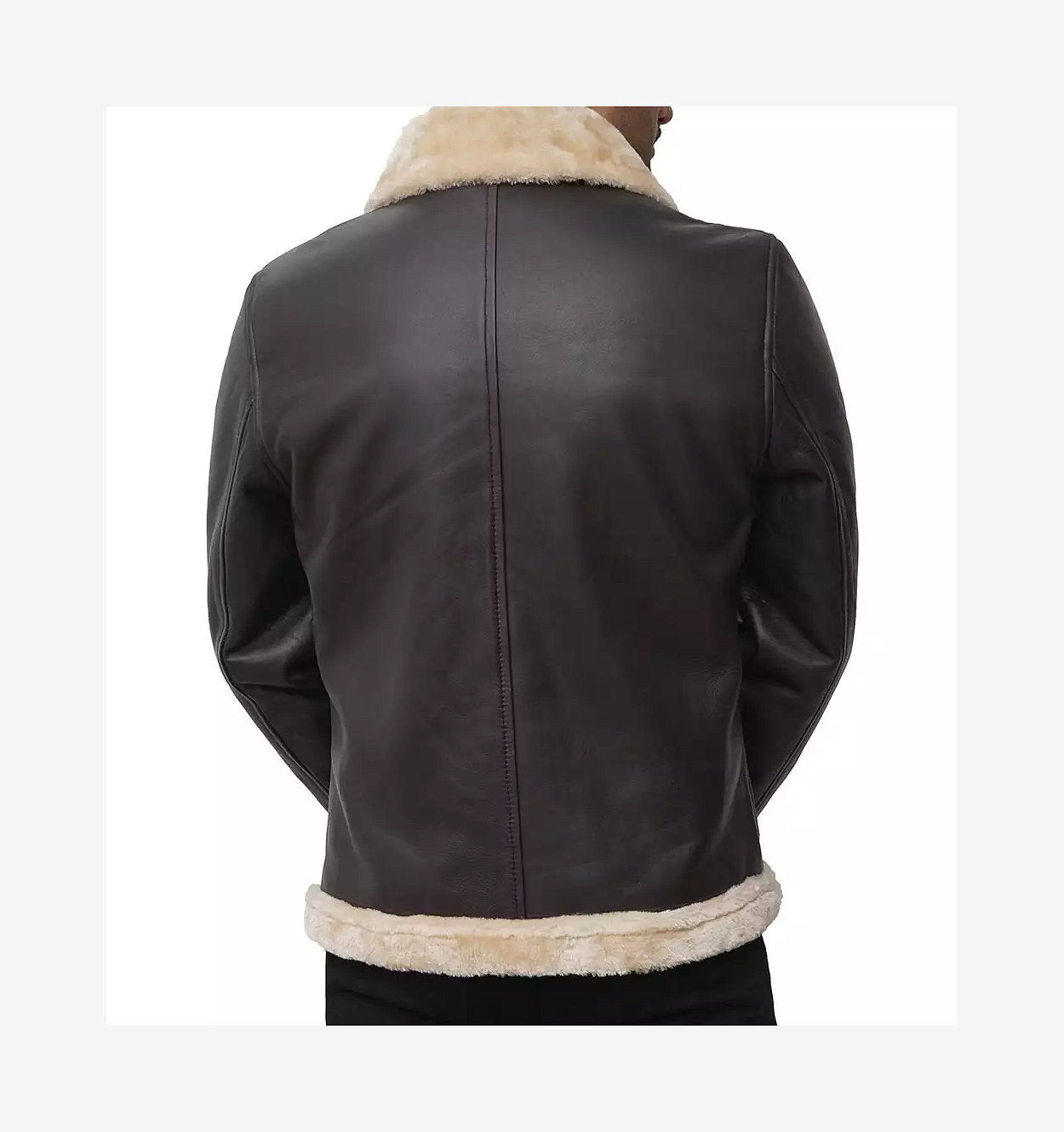 Mens Dark Brown Shearling Leather Bomber Jacket