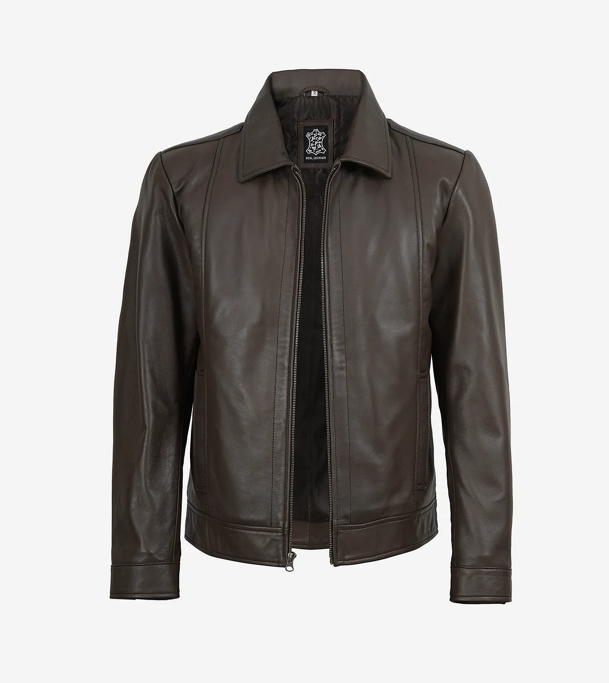 Mens Espresso Brown Harrington Leather Jacket