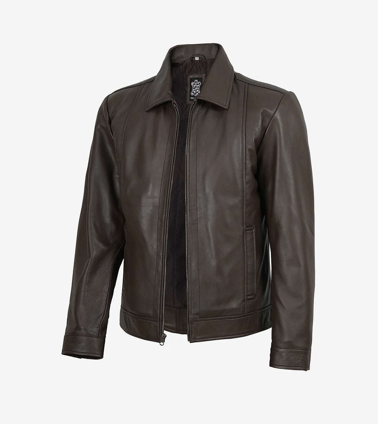 Mens Espresso Brown Harrington Leather Jacket