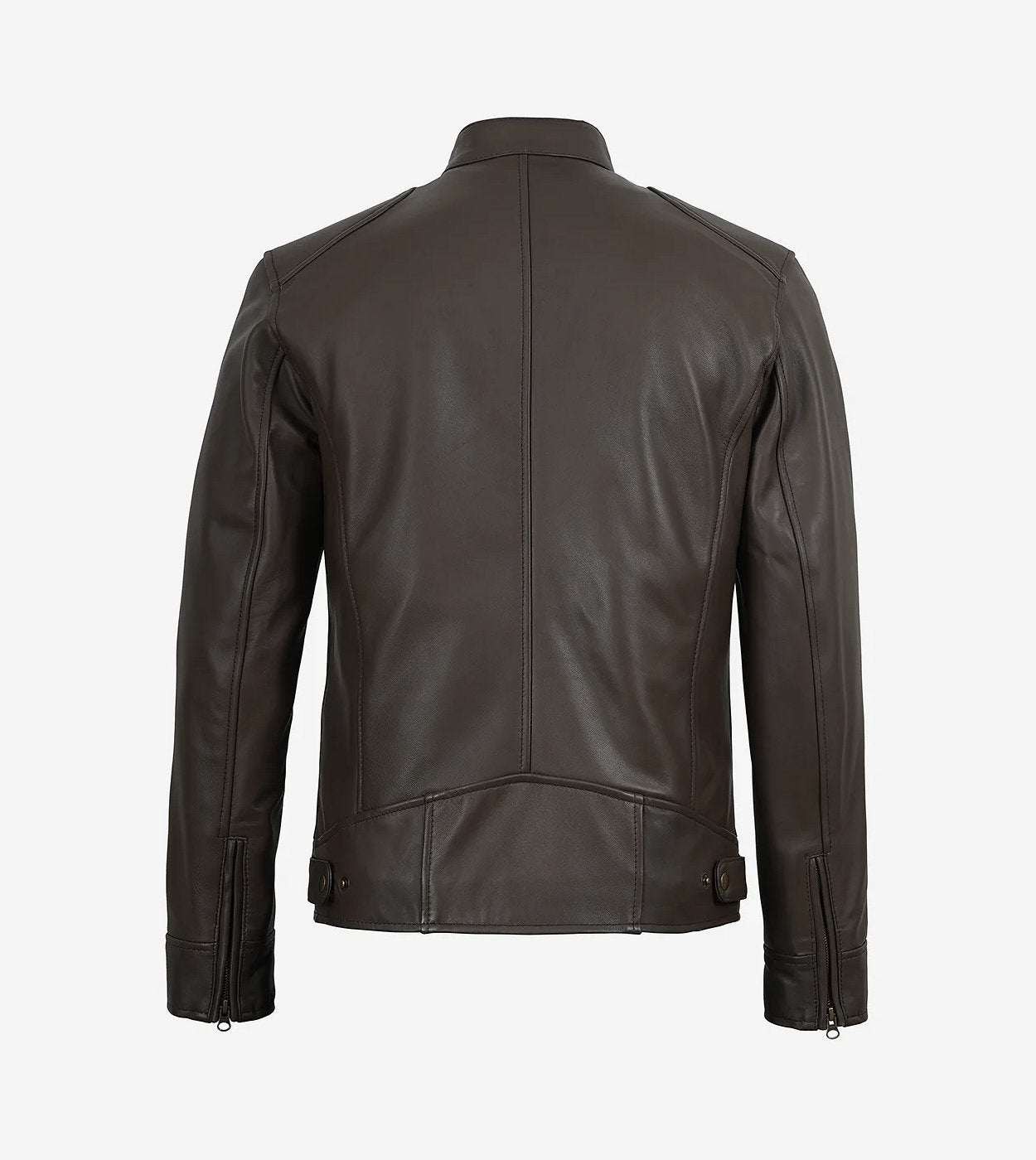 Mens Espresso Brown Real Leather Biker Style Jacket