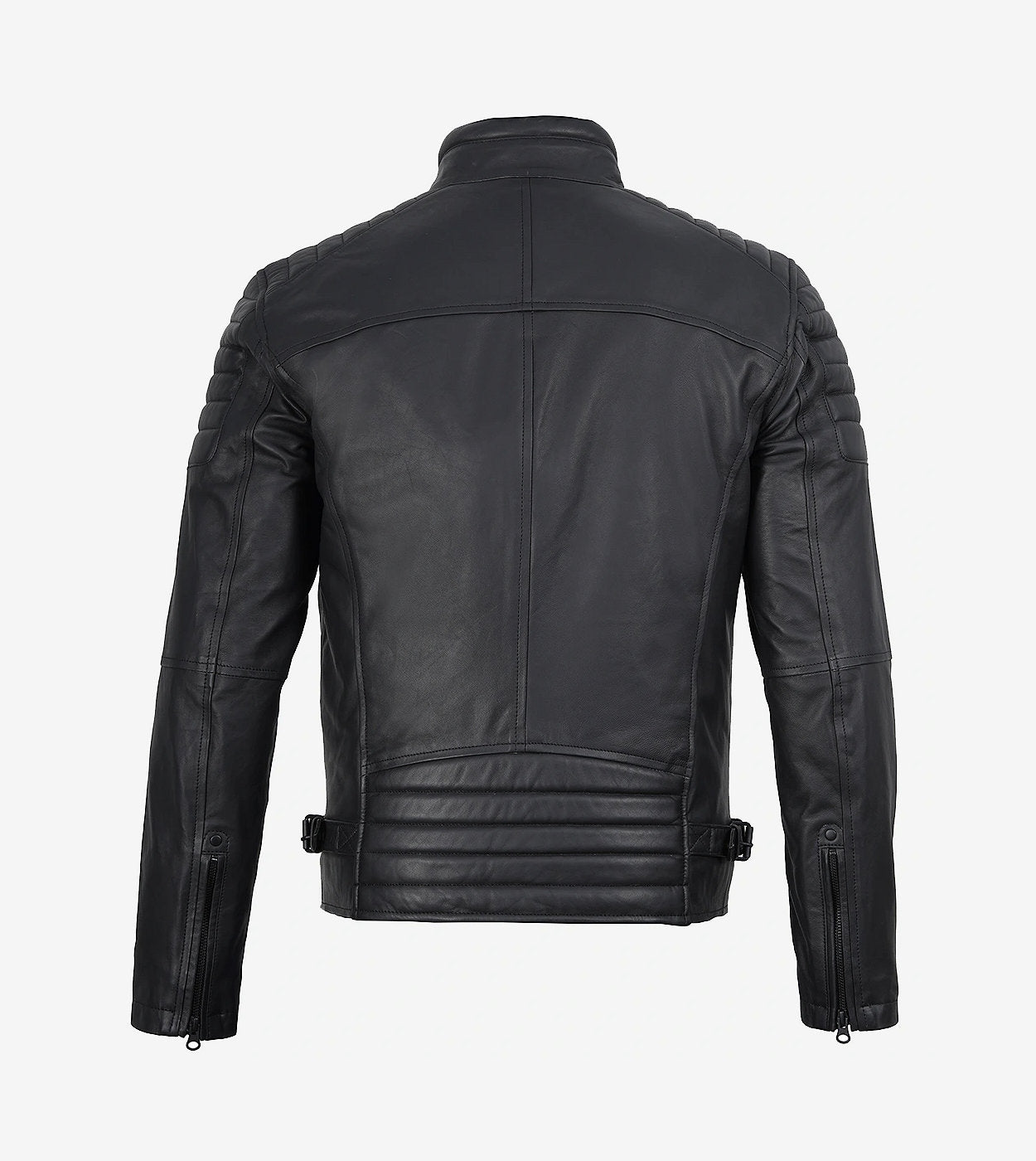 Mens Matte Black Cafe Racer Leather Jacket