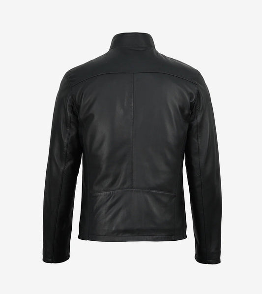 Mens Real Leather Black Biker Style Jacket