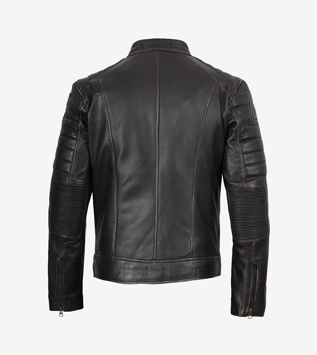 Mens Real Leather Distressed Brown Leather Biker Jacket