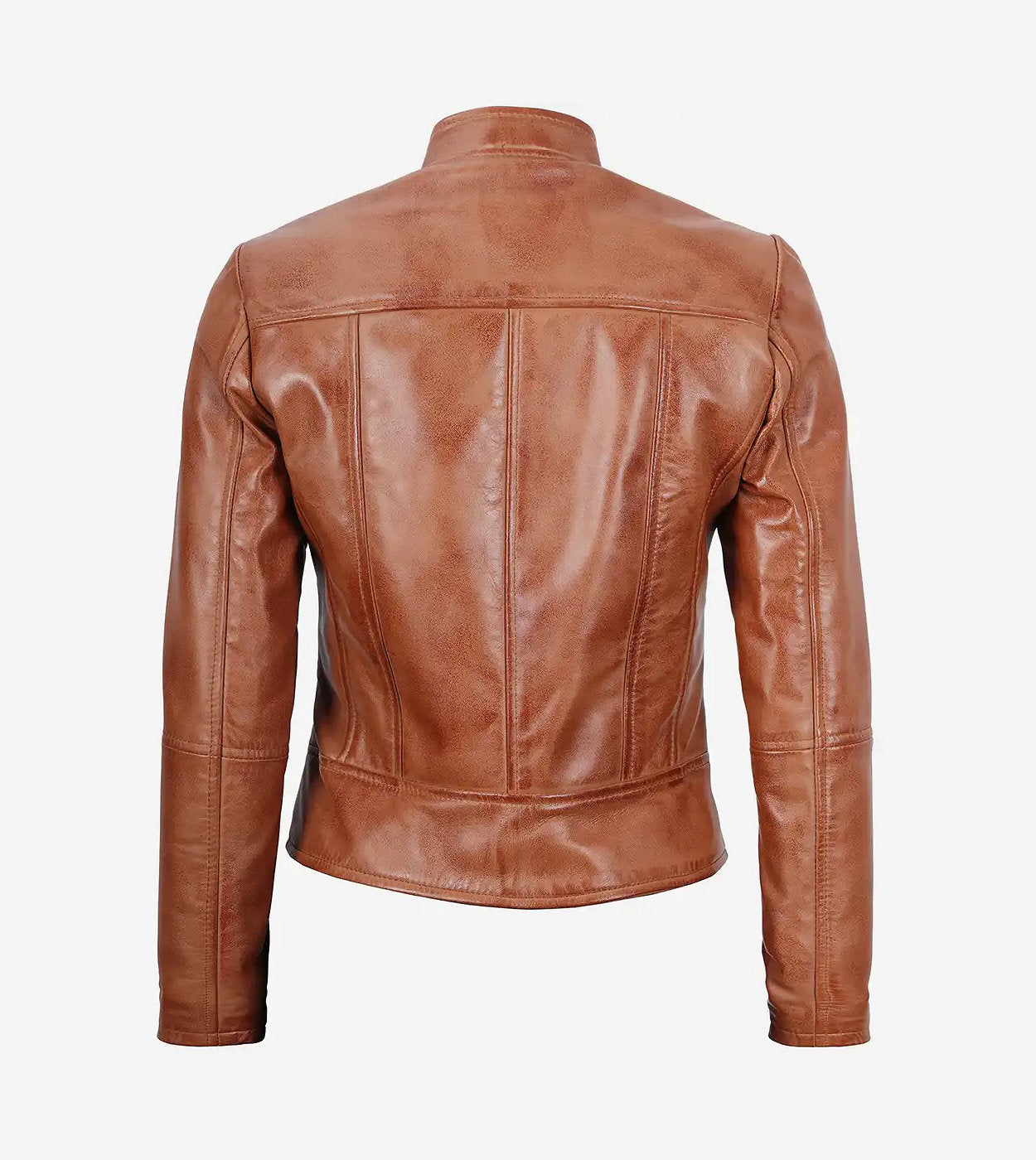 Montana Womens Tall Biker Tan Leather Jacket