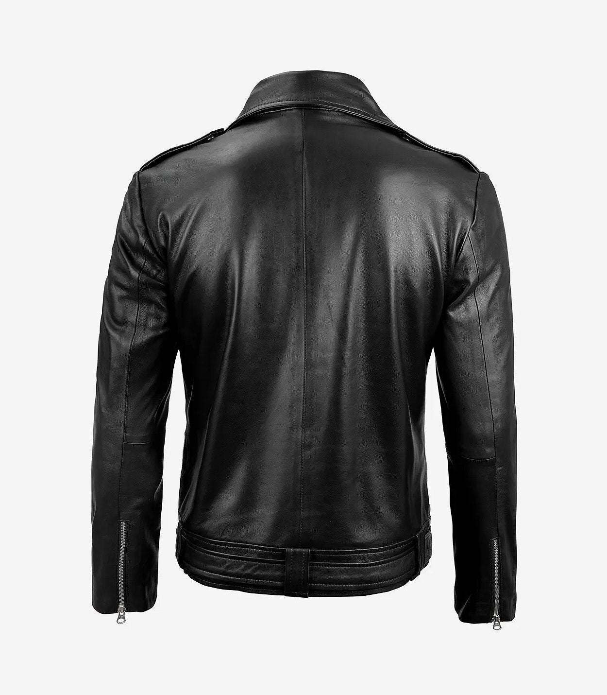 Negan Men'S Black Asymmetrical Belted Moto Leather Jacket
