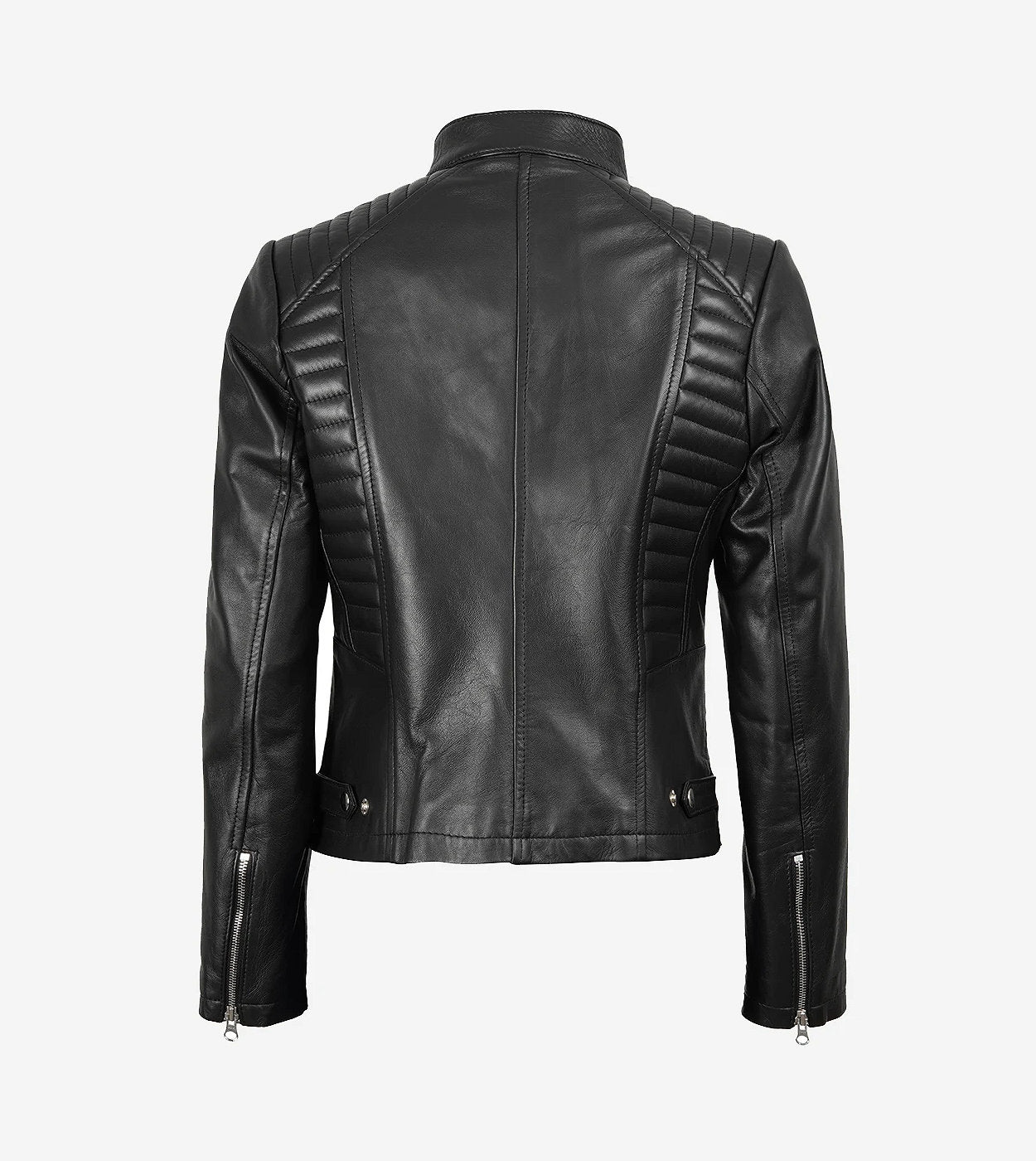Rachel Womens Black Cafe Racer Leather Jacket