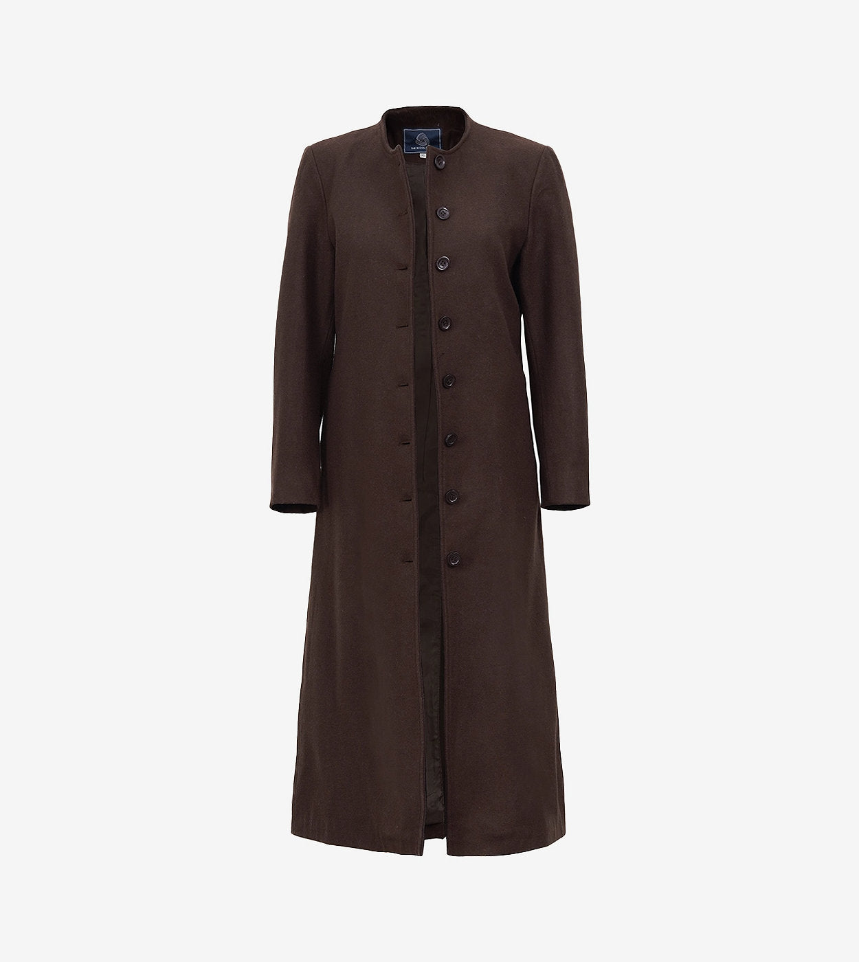 Rosario Runway: Women'S Collarless Dark Brown Wool Coat