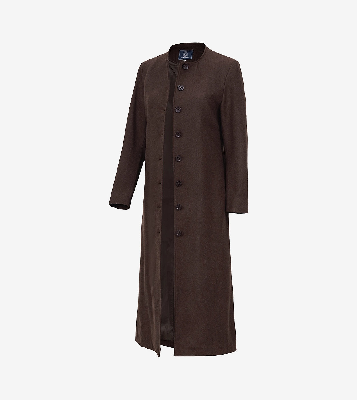 Rosario Runway: Women'S Collarless Dark Brown Wool Coat