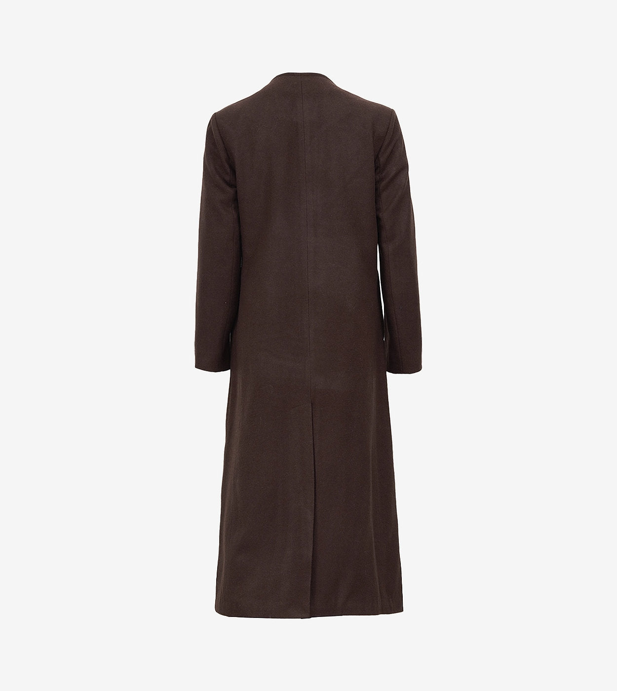 Rosario Runway: Women'S Collarless Dark Brown Wool Coat