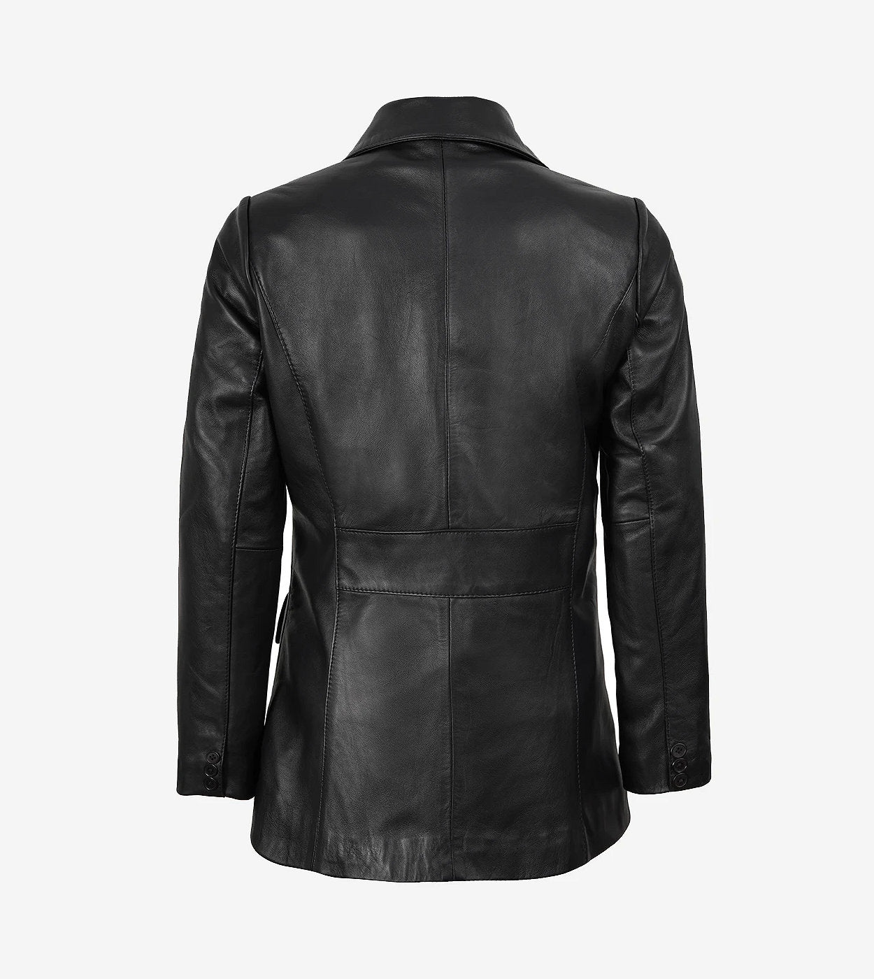 Shannon Women'S Two Button Black Leather Blazer