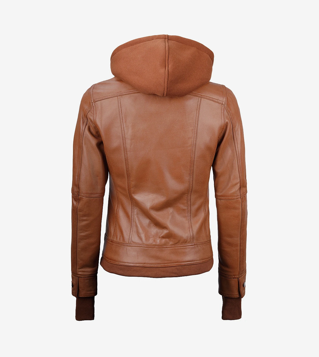 Tralee Women'S Tan Waxed Bomber Leather Jacket With Detachable Hood