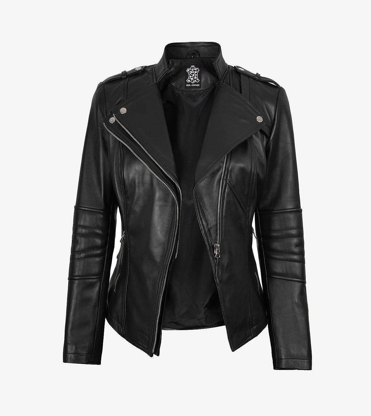 Women'S Black Lambskin Leather Biker Style Jacket