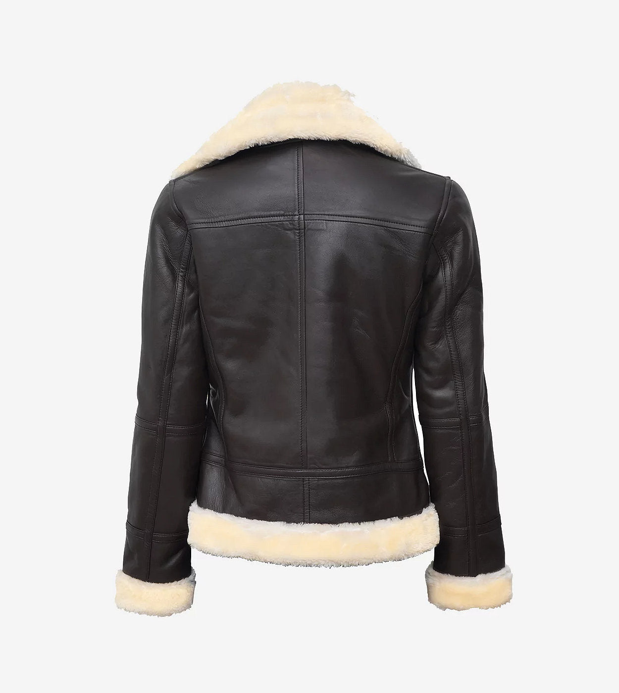 Women'S Dark Brown B3 Leather Bomber Shearling Jacket