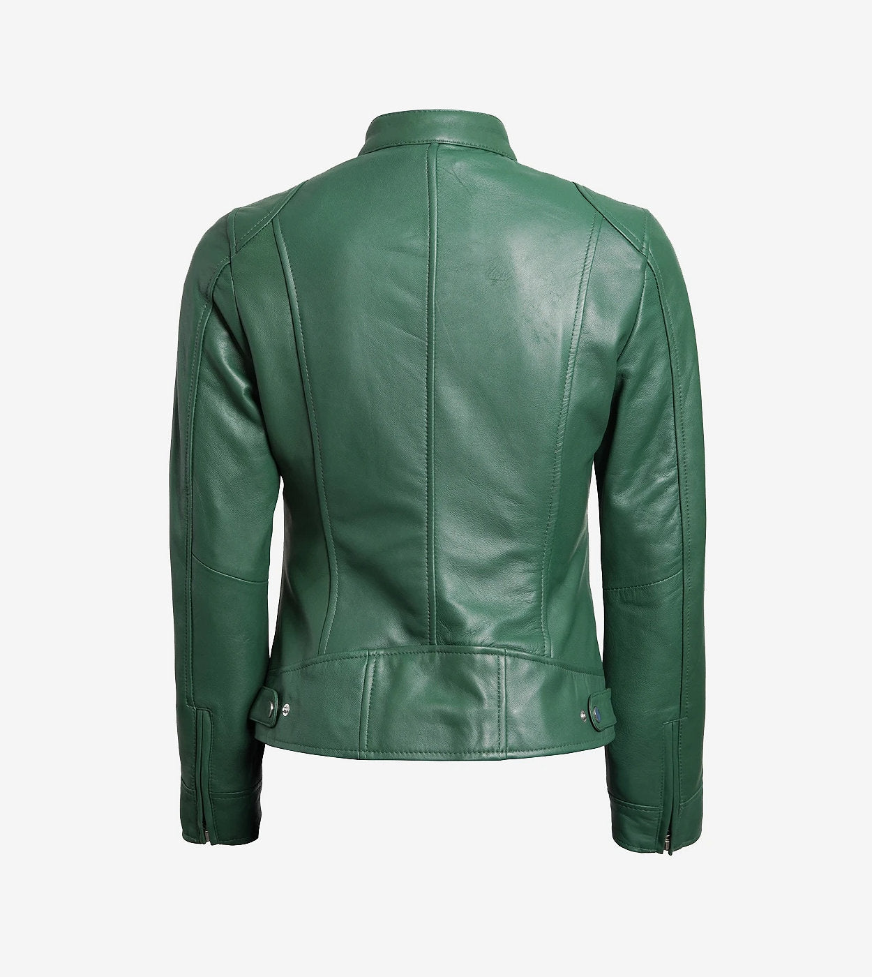 Women'S Green Cafe Racer Leather Jacket