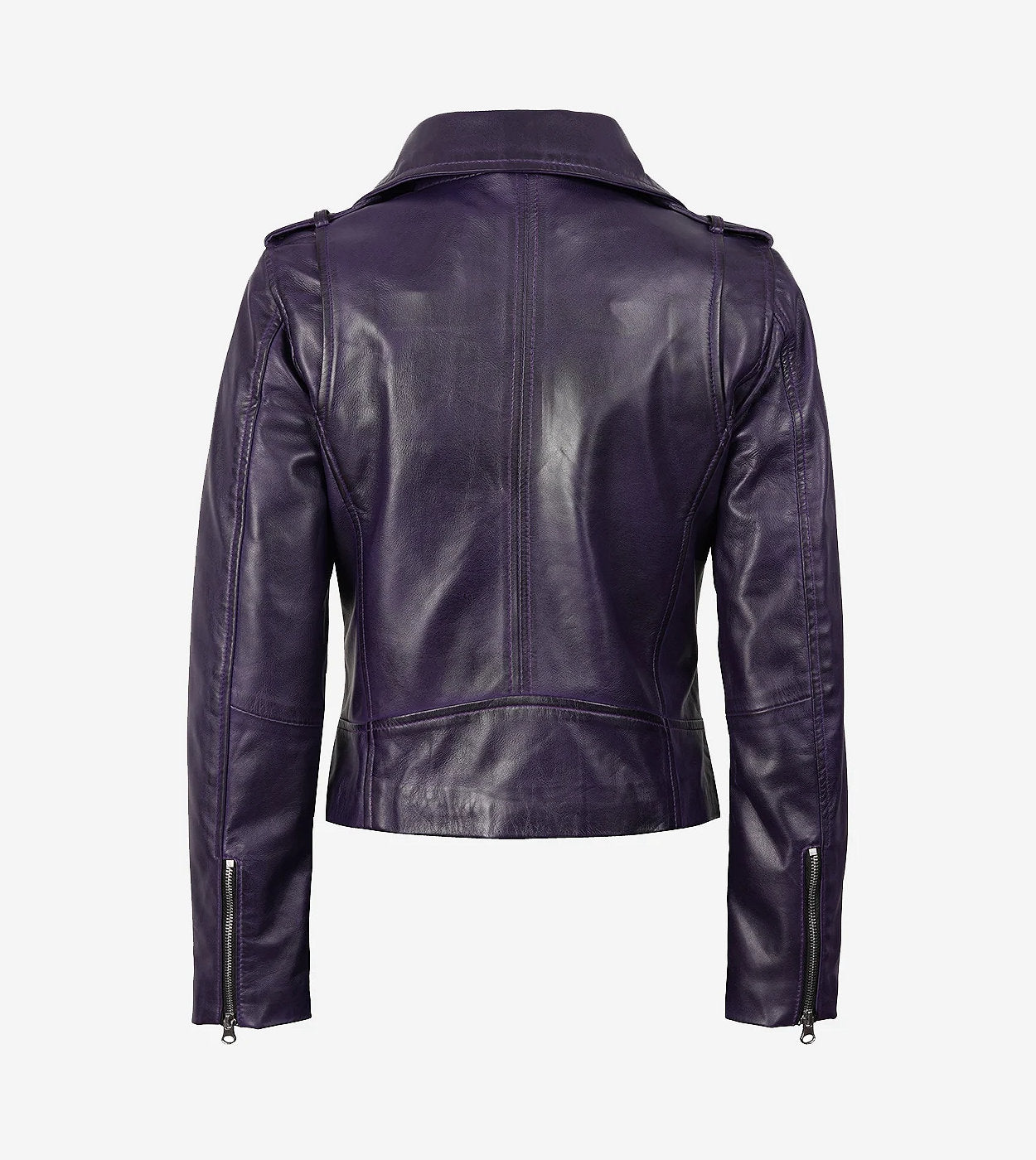 Women'S Lambskin Asymmetrical Purple Biker Style Jacket