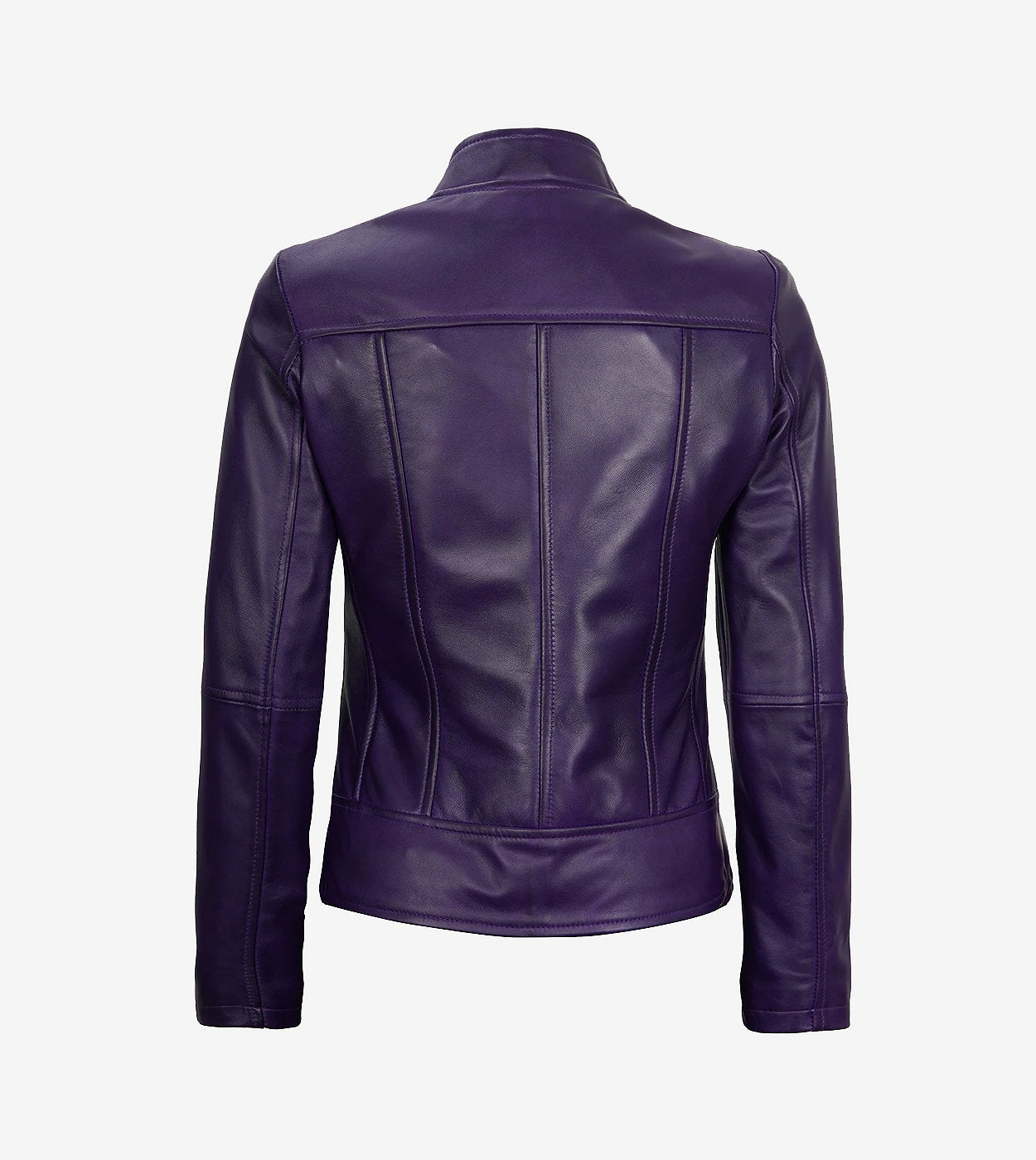 Women'S Purple Modern Fit Biker Leather Jacket