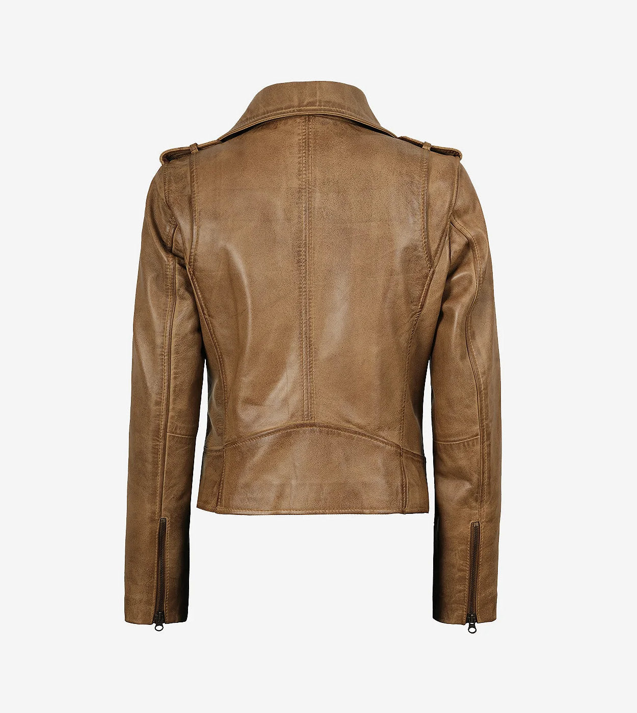 Women'S Real Leather Camel Brown Biker Style Jacket