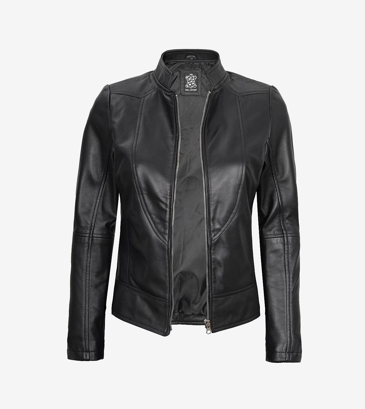 Women'S Slim Fit Black Leather Biker Jacket