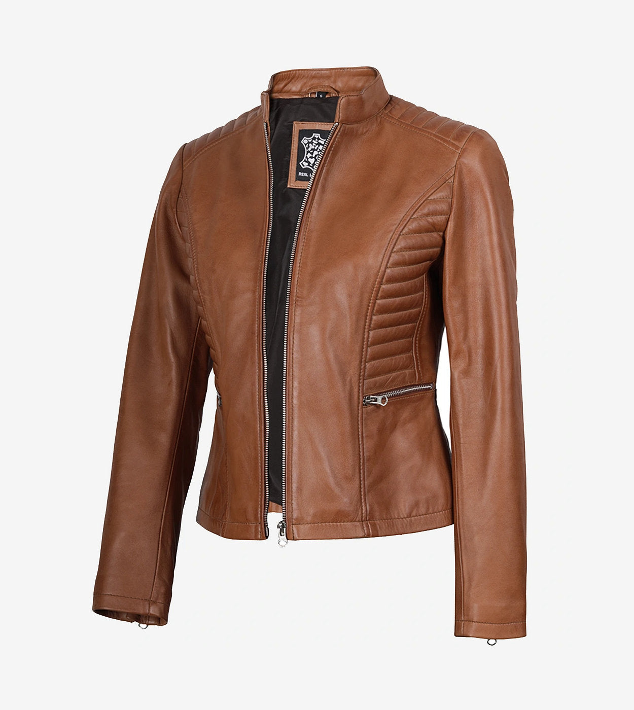 Women'S Slim Fit Tan Lambskin Leather Jacket