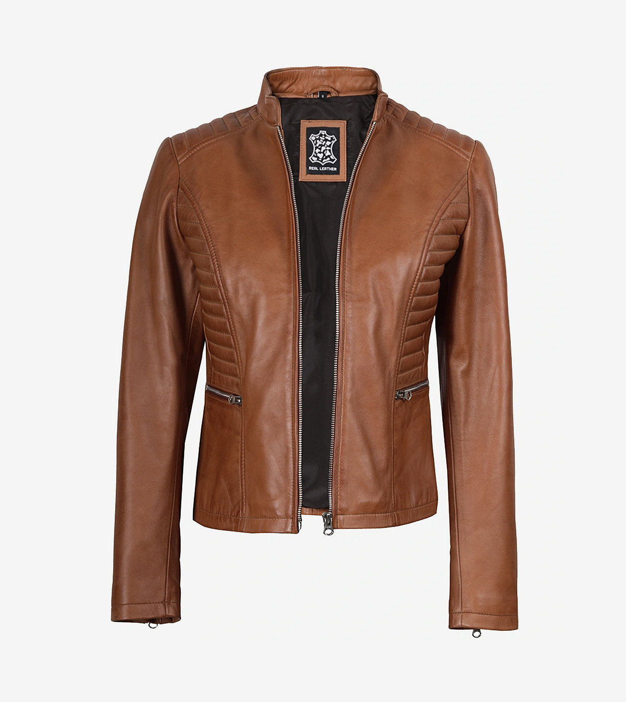 Women'S Slim Fit Tan Lambskin Leather Jacket