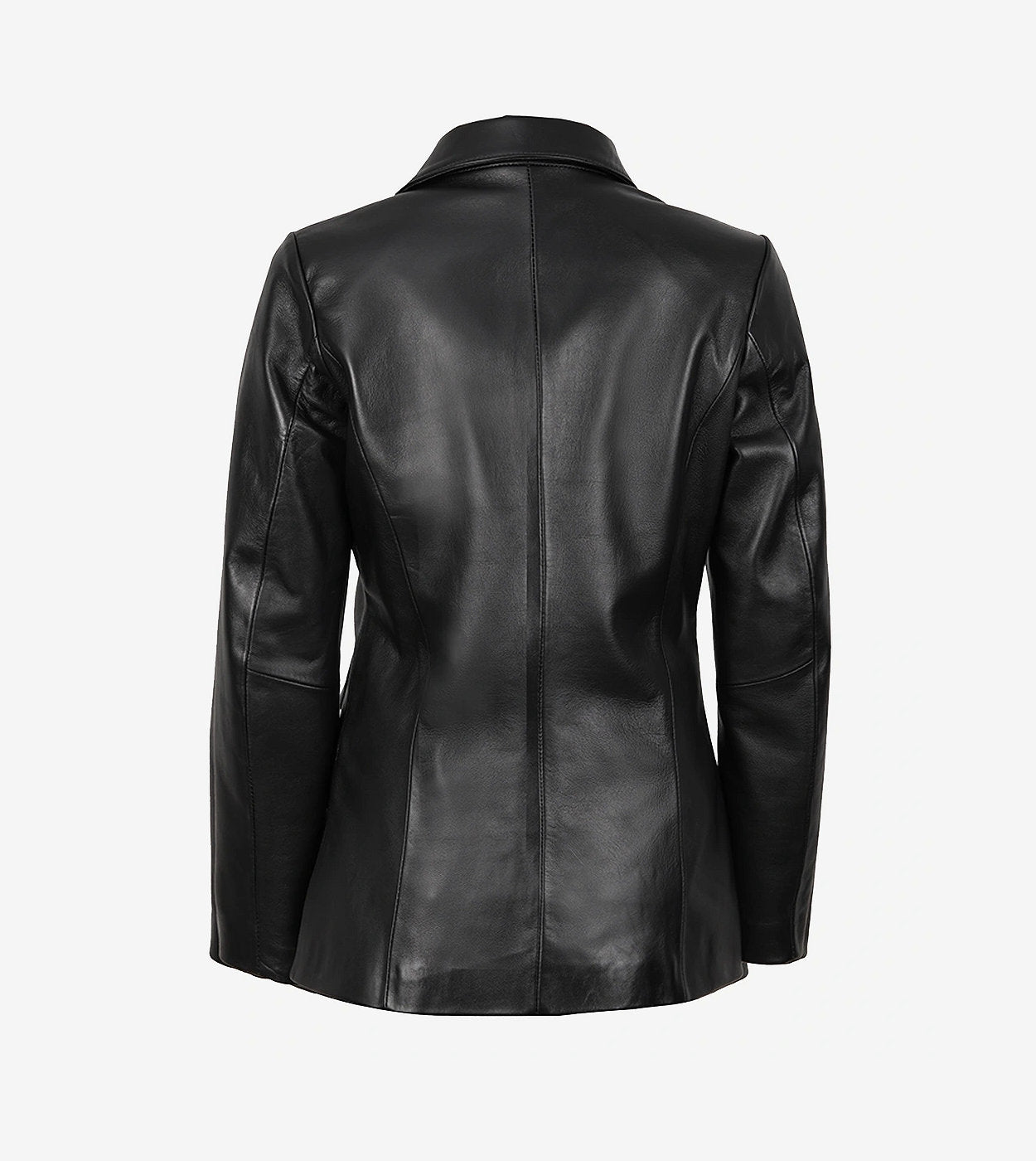 Women'S Two Button Black Leather Blazer