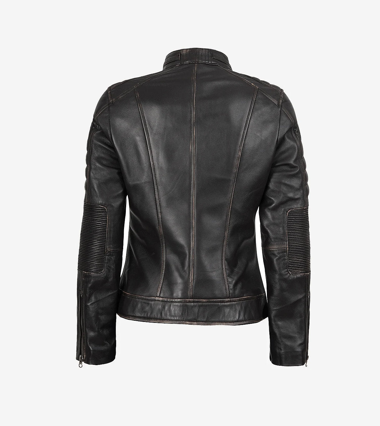 Womens Distressed Brown Motorcycle Leather Jacket