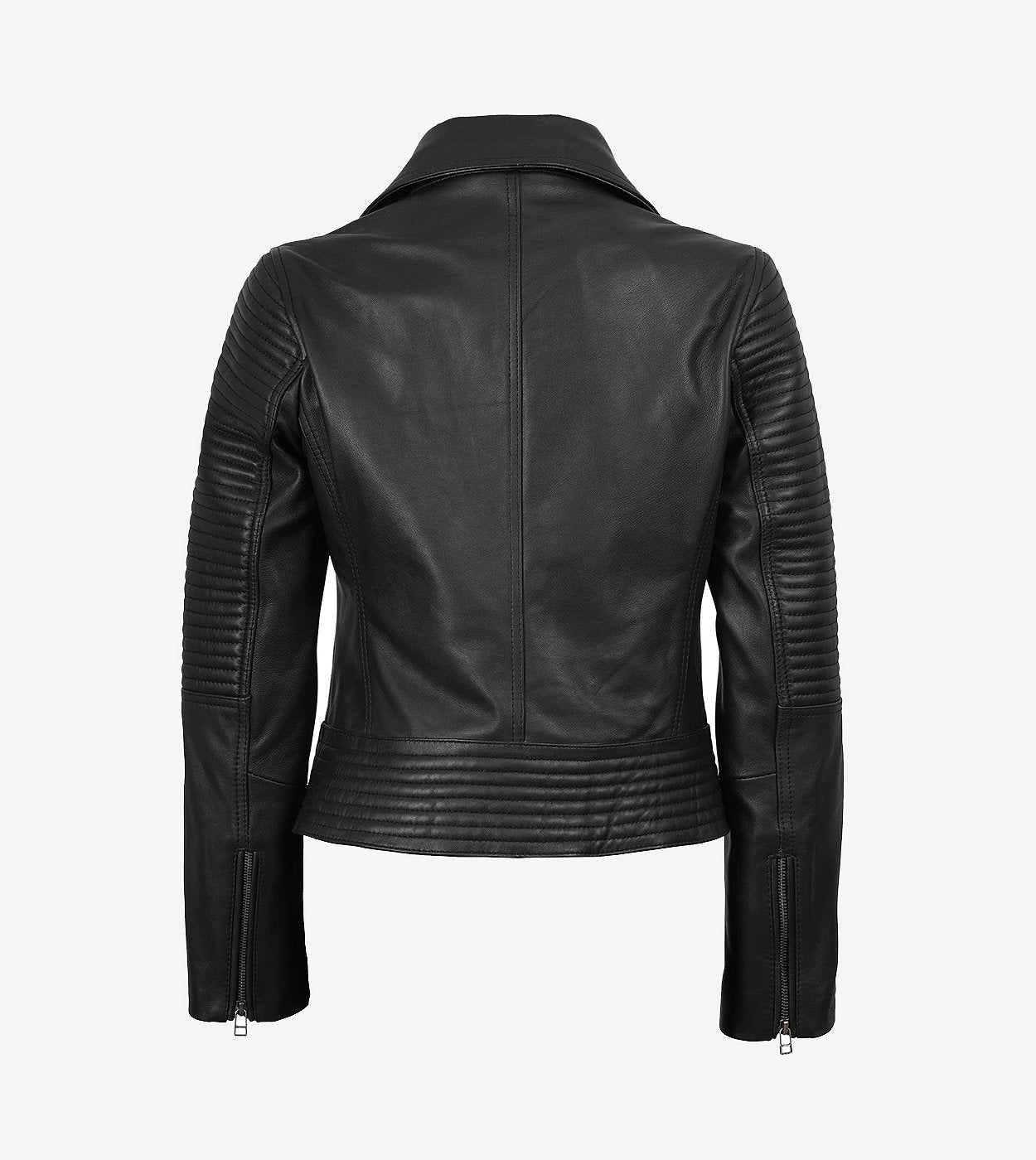 Womens Real Lambskin Leather Black Biker Style Jacket
