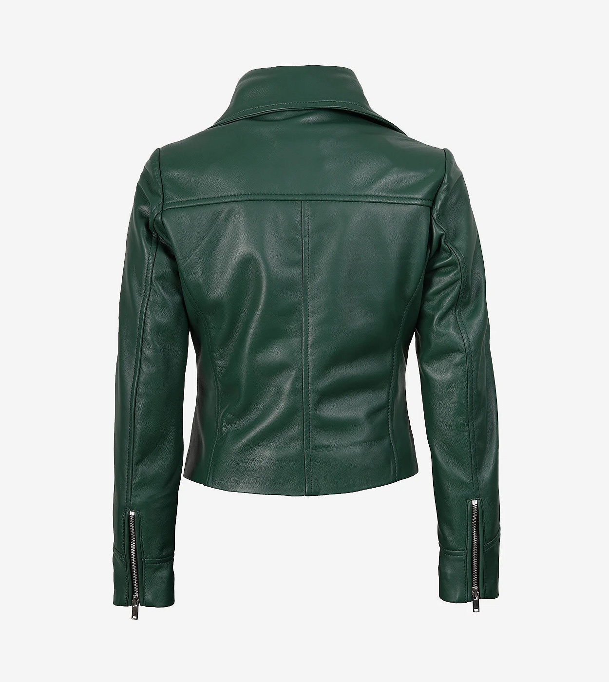 Womens Real Lambskin Leather Green Moto Jacket