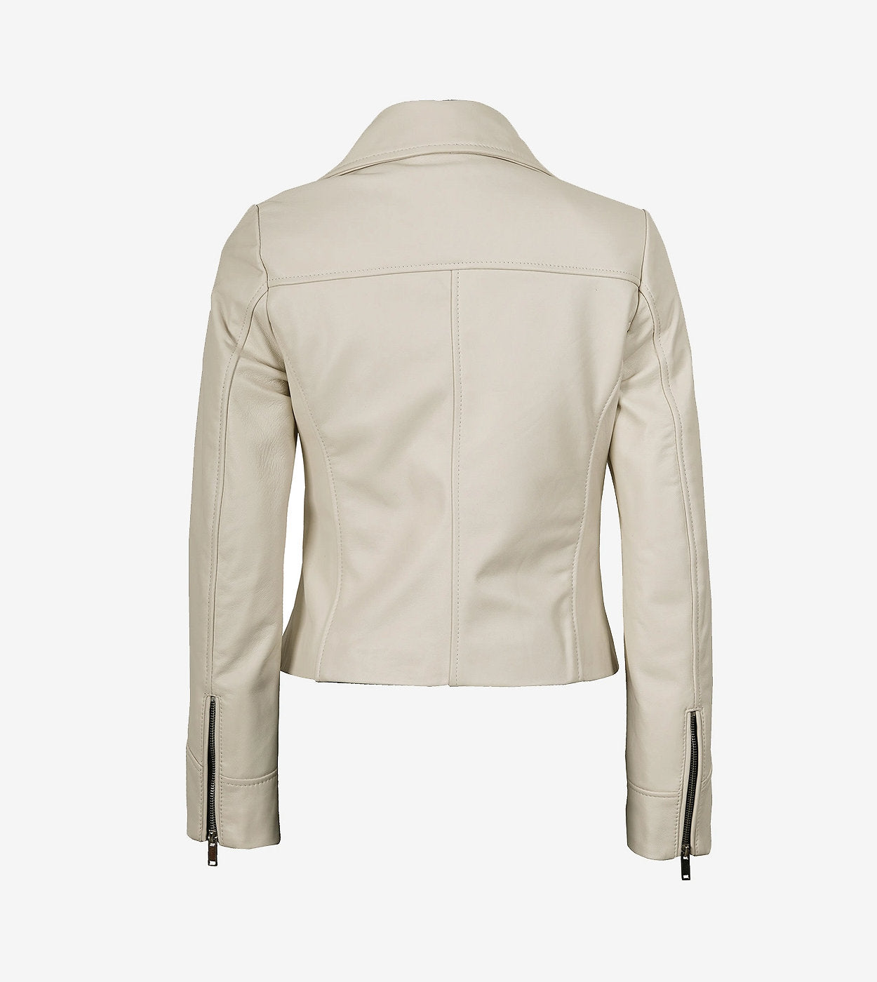Womens Real Lambskin Leather Off White Moto Jacket