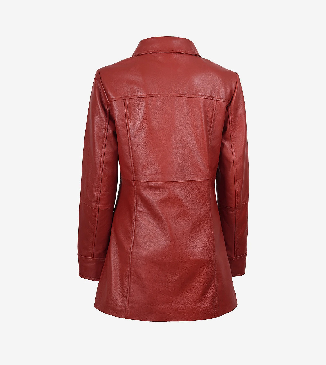 Womens Real Lambskin Leather Red Car Coat