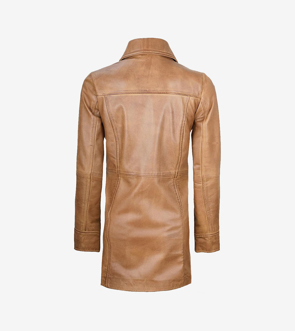Womens Real Leather Camel Brown Coat