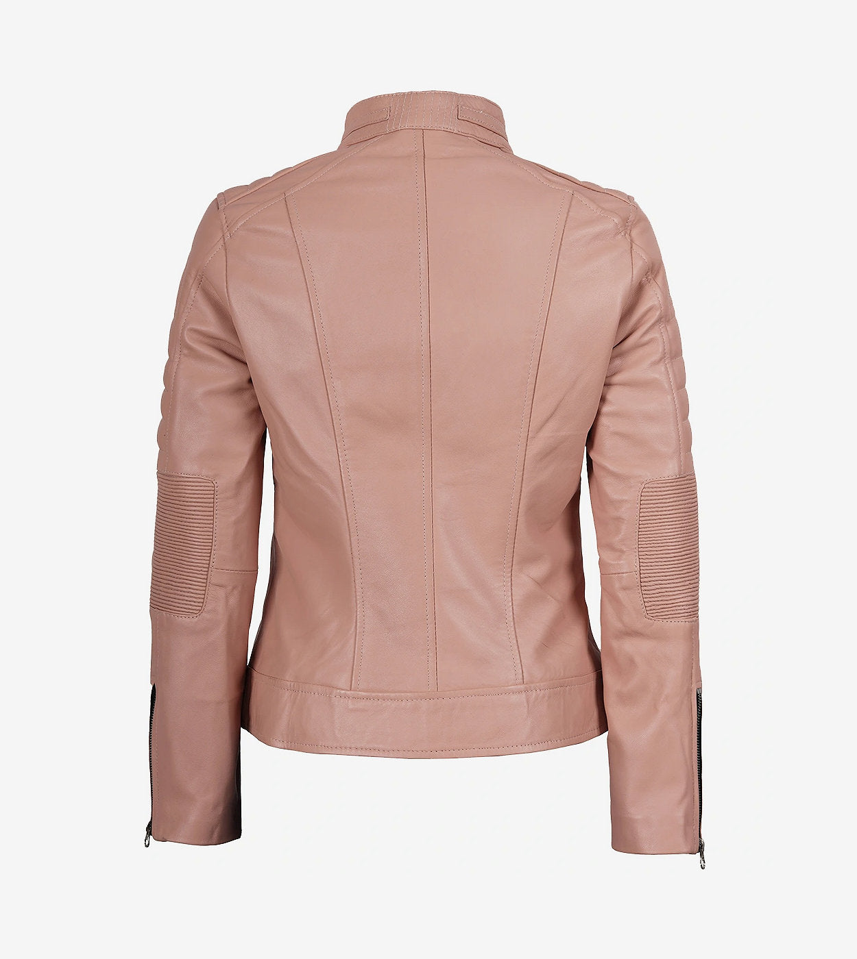 Womens Real Leather Pink Biker Style Jacket