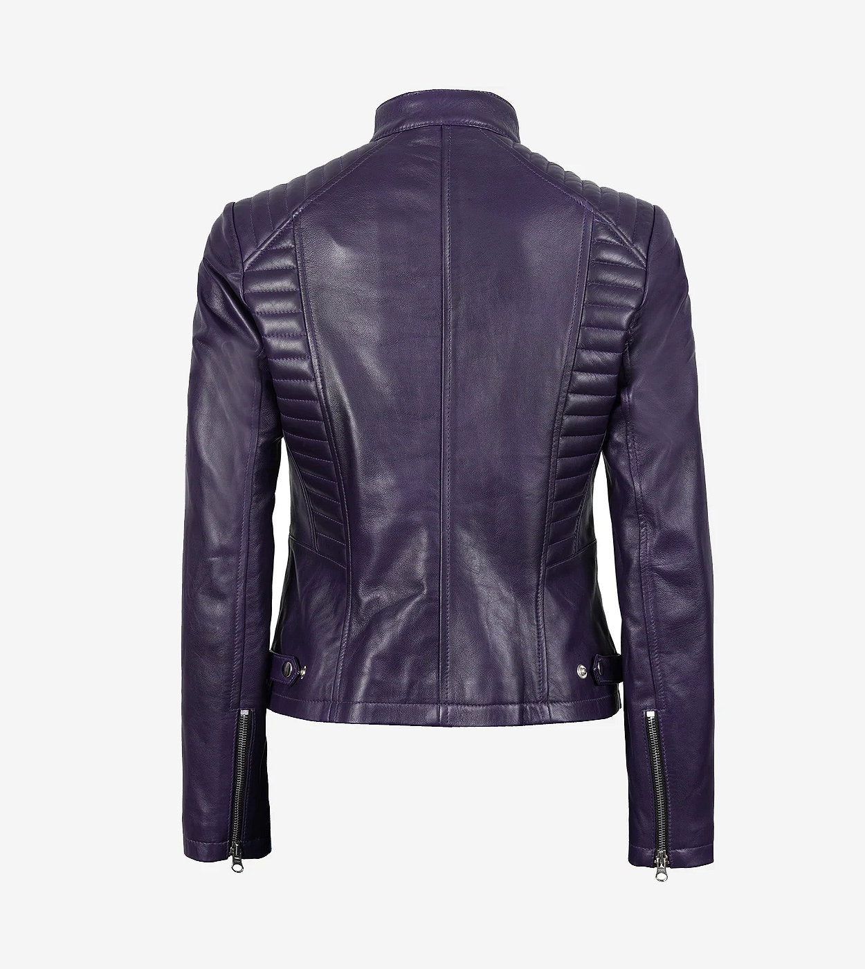 Womens Real Leather Purple Biker Style Jacket