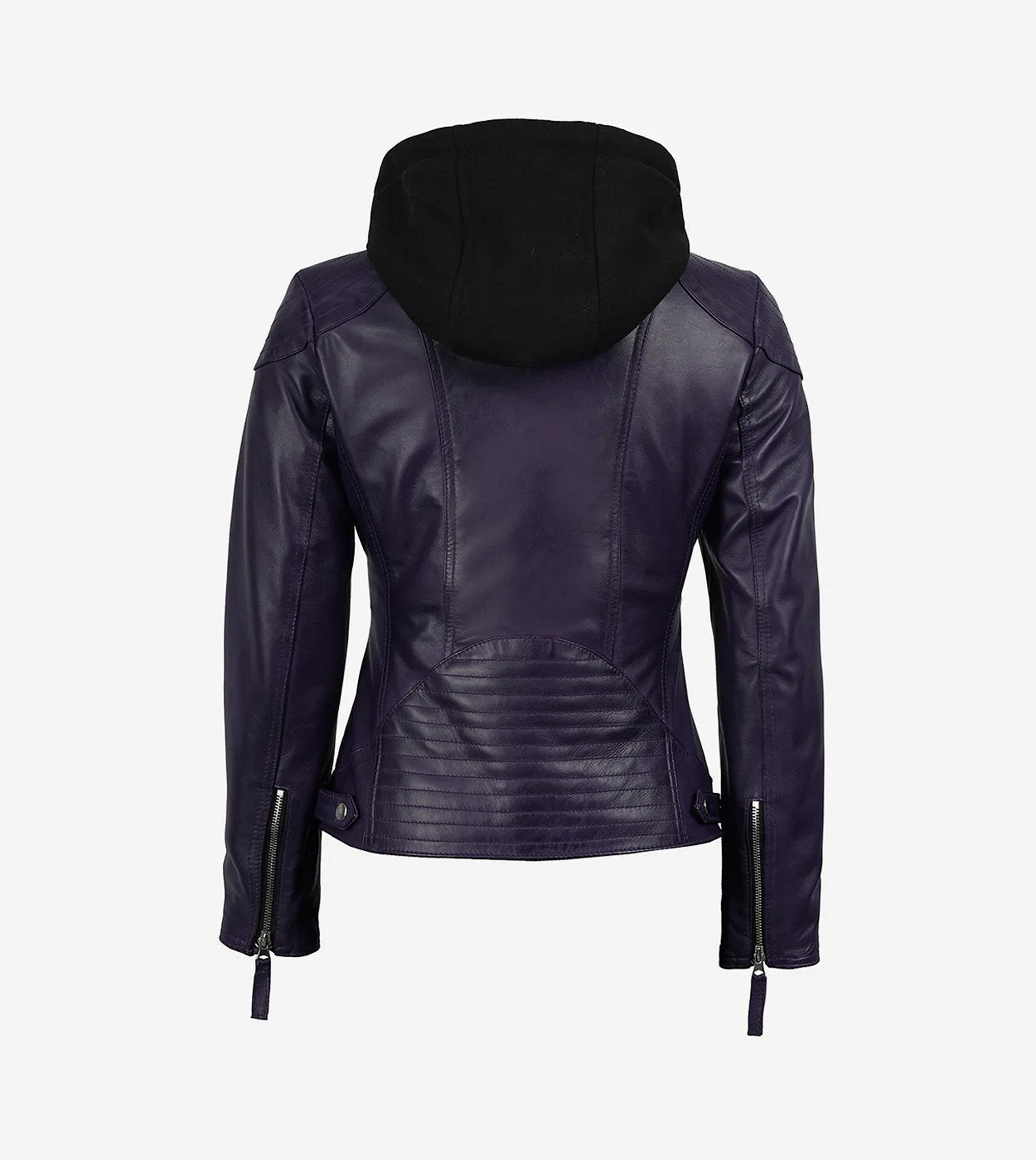 Womens Real Leather Purple Jacket With Hood