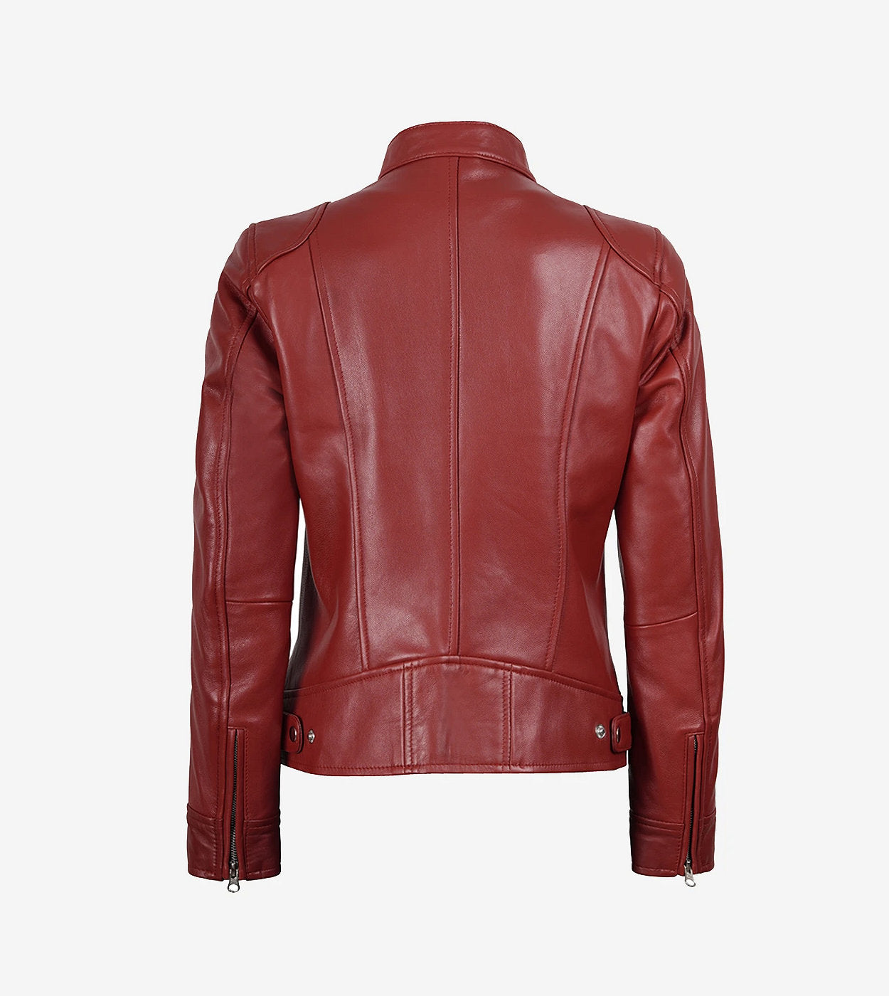 Womens Real Leather Red Moto Jacket