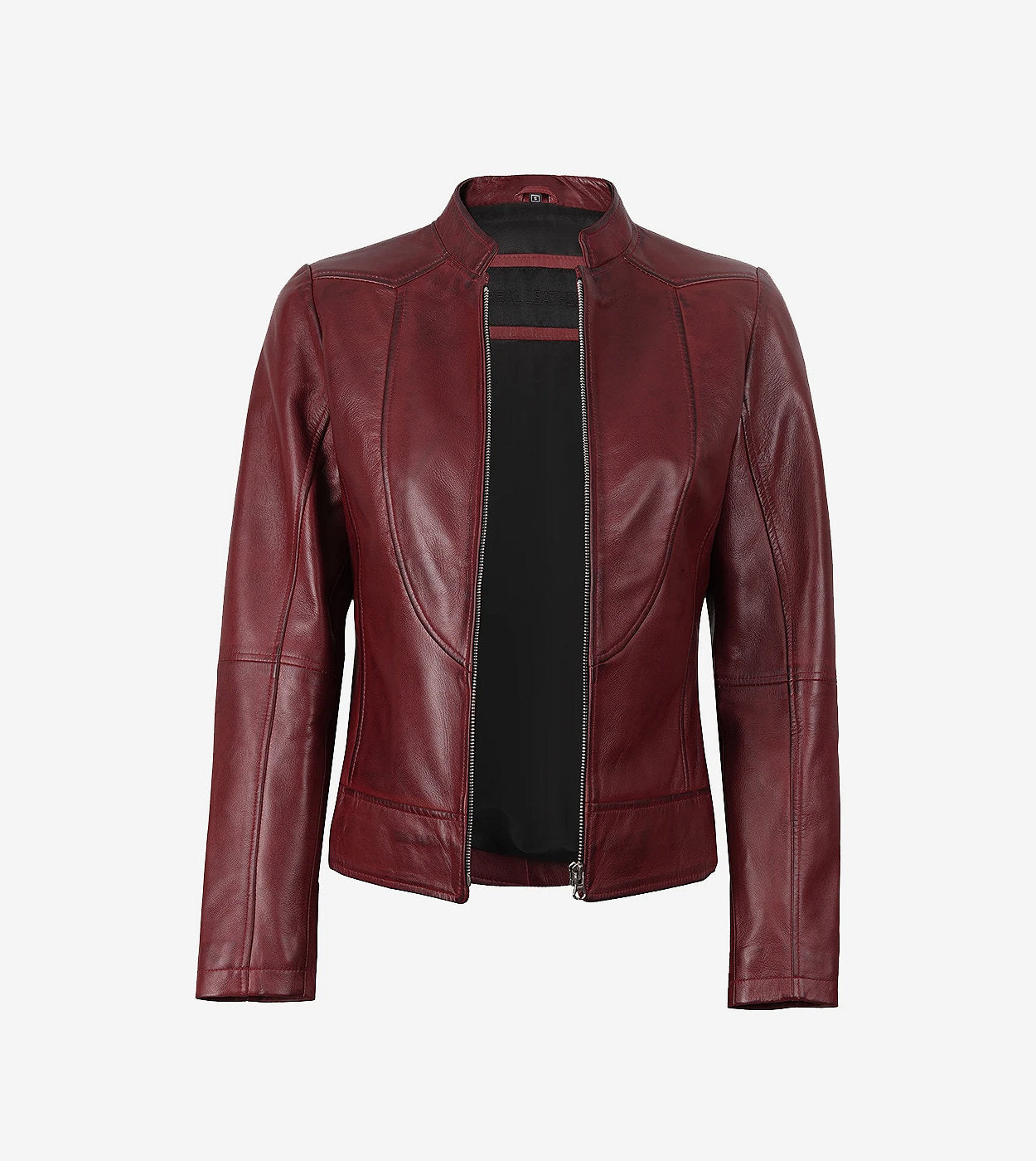 Womens Slim Fit Burgundy Leather Jacket